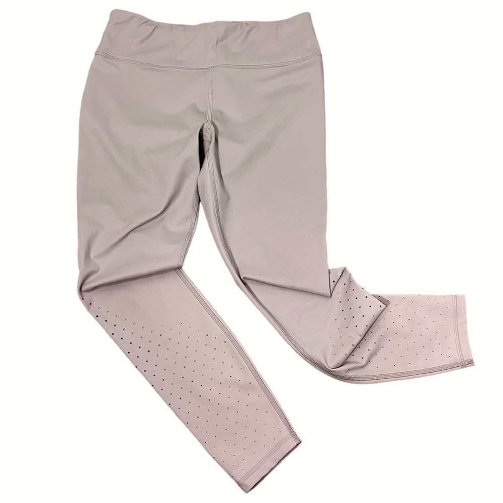 Athleta Ombré Gray Perforated Workout Running Yoga Active Mid-rise Leggings M